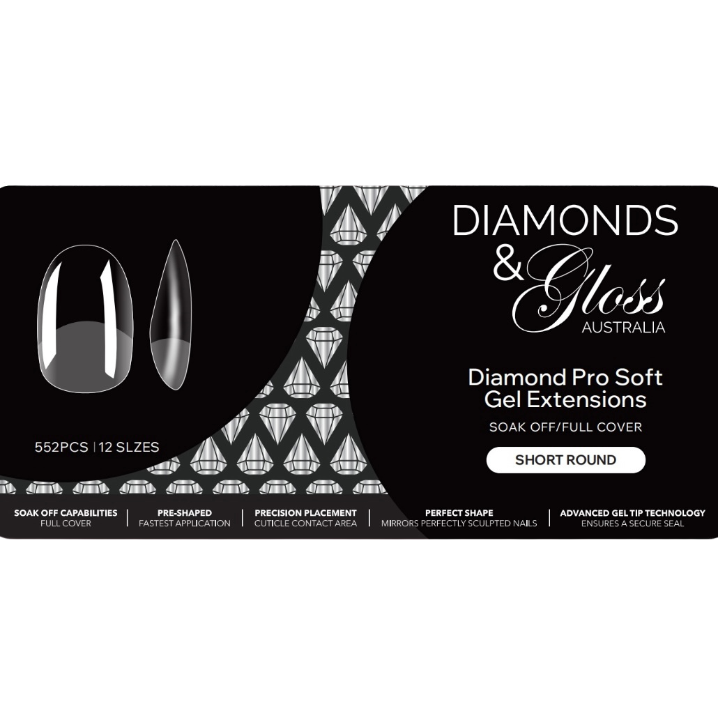 Diamond Pro Soft Gel Extension Tips- Short Round