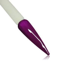 Bella Purple Jelly Transparent HEMA Free Gel Polish on Nail Swatch Stick 