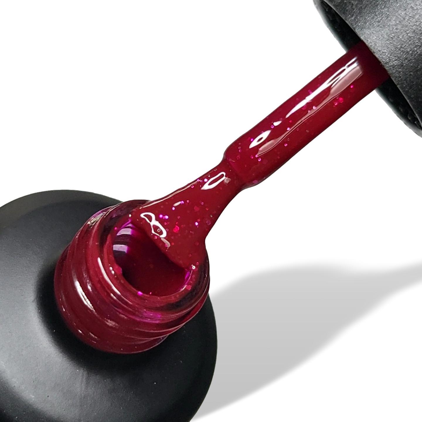 Call Me Red Holographic Glitter HEMA Free Gel Nail Polish 15ml Bottle & Brush