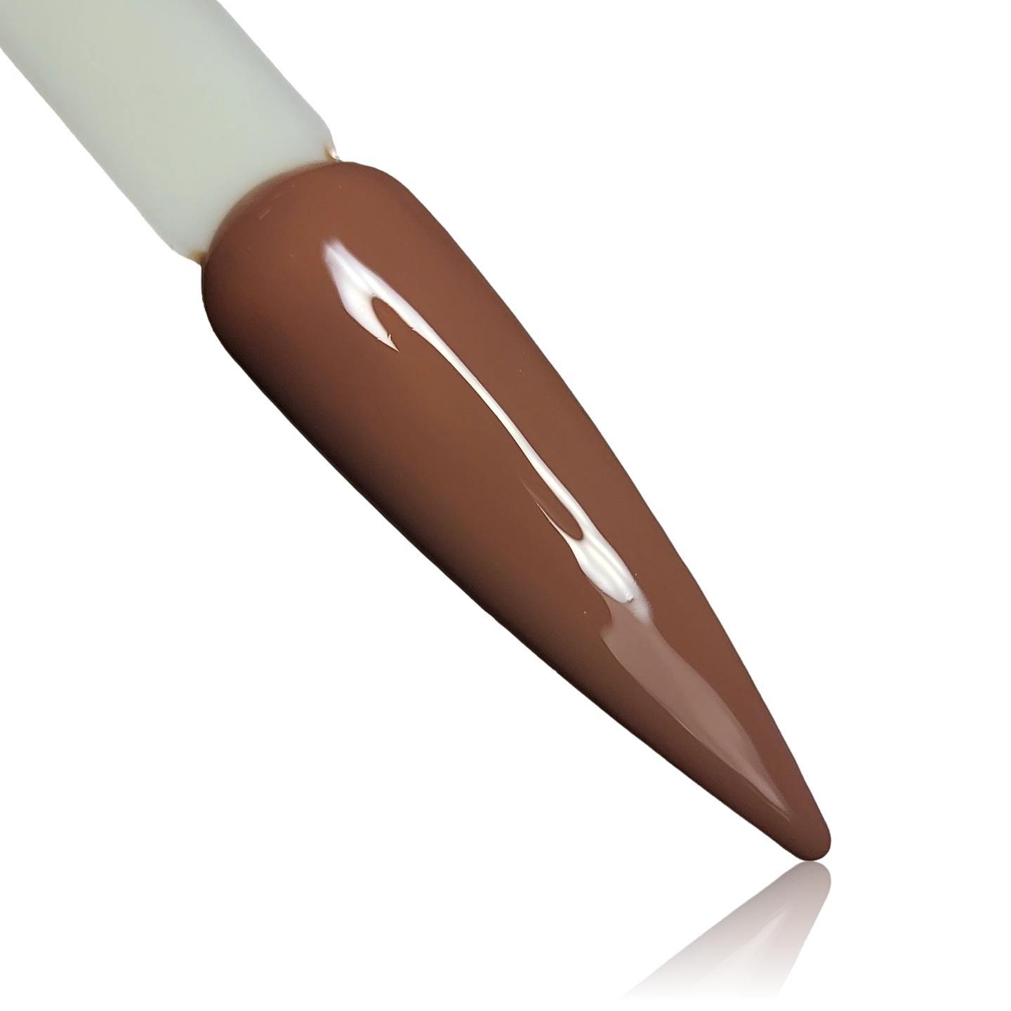 Coffee Brown HEMA Free Gel Polish on Nail Swatch Stick