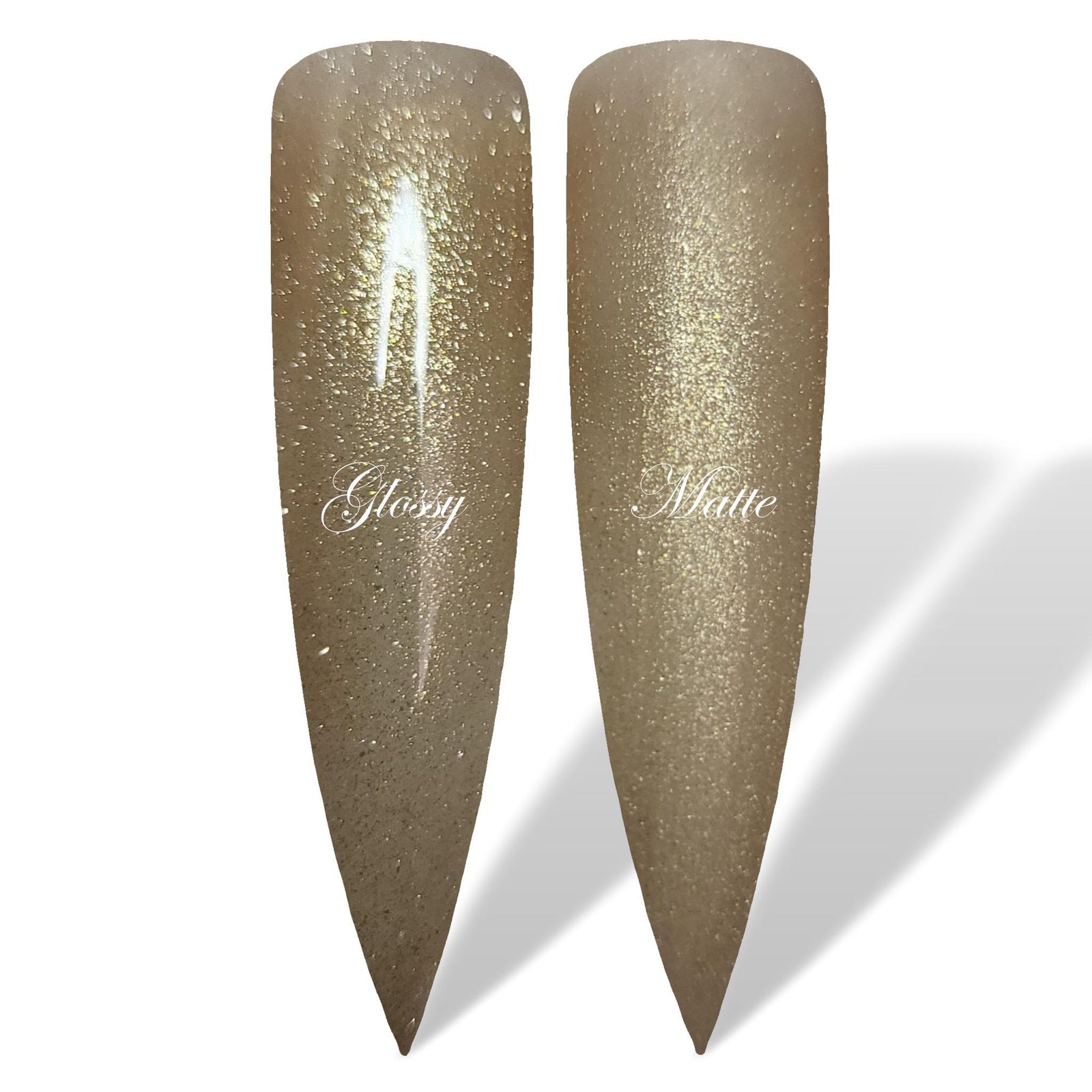 Coffee Gold Shimmer Glossy & Matte HEMA Free Gel Nail Polish Swatches