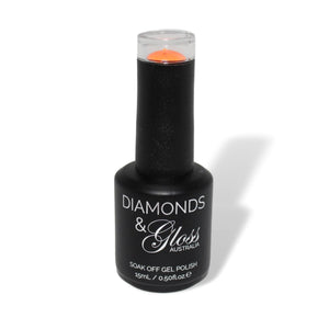 Coral Neon Orange  HEMA Free Gel Nail Polish Diamonds & Gloss Australia 15ml Bottle Vegan , Cruelty Free