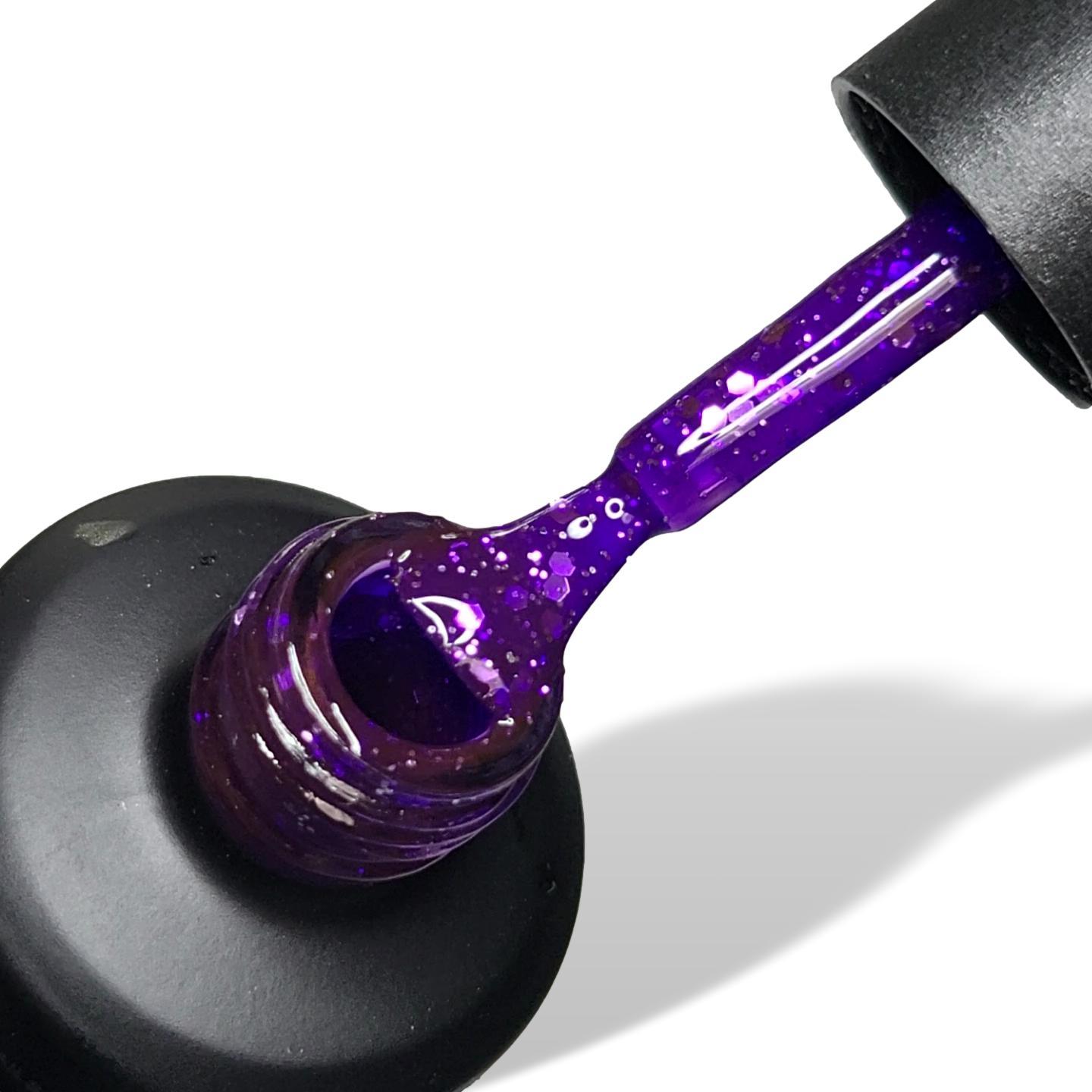 Dazzling Purple Glitter HEMA Free Gel Nail Polish 15ml Bottle & Brush
