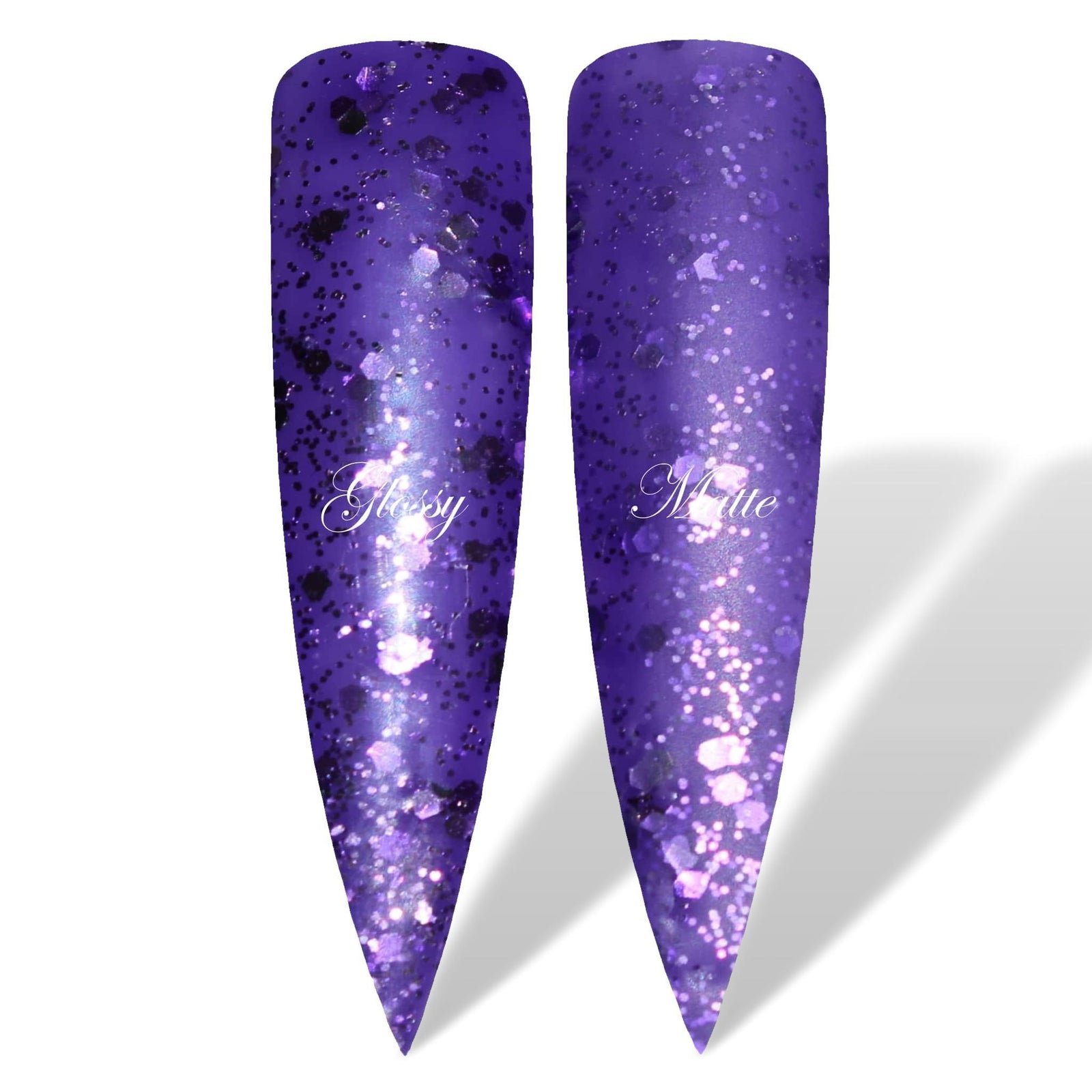 Dazzling Purple Glitter Glossy & Matte HEMA Free Gel Nail Polish Swatches
