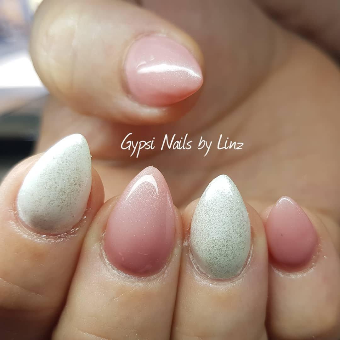 Ethereal pink nude shimmer HEMA Free Gel Nail Polish Diamonds & Gloss Australia Painted on Gel , Polygel and Acrylic Nails with Nail Art. Vegan , Cruelty Free