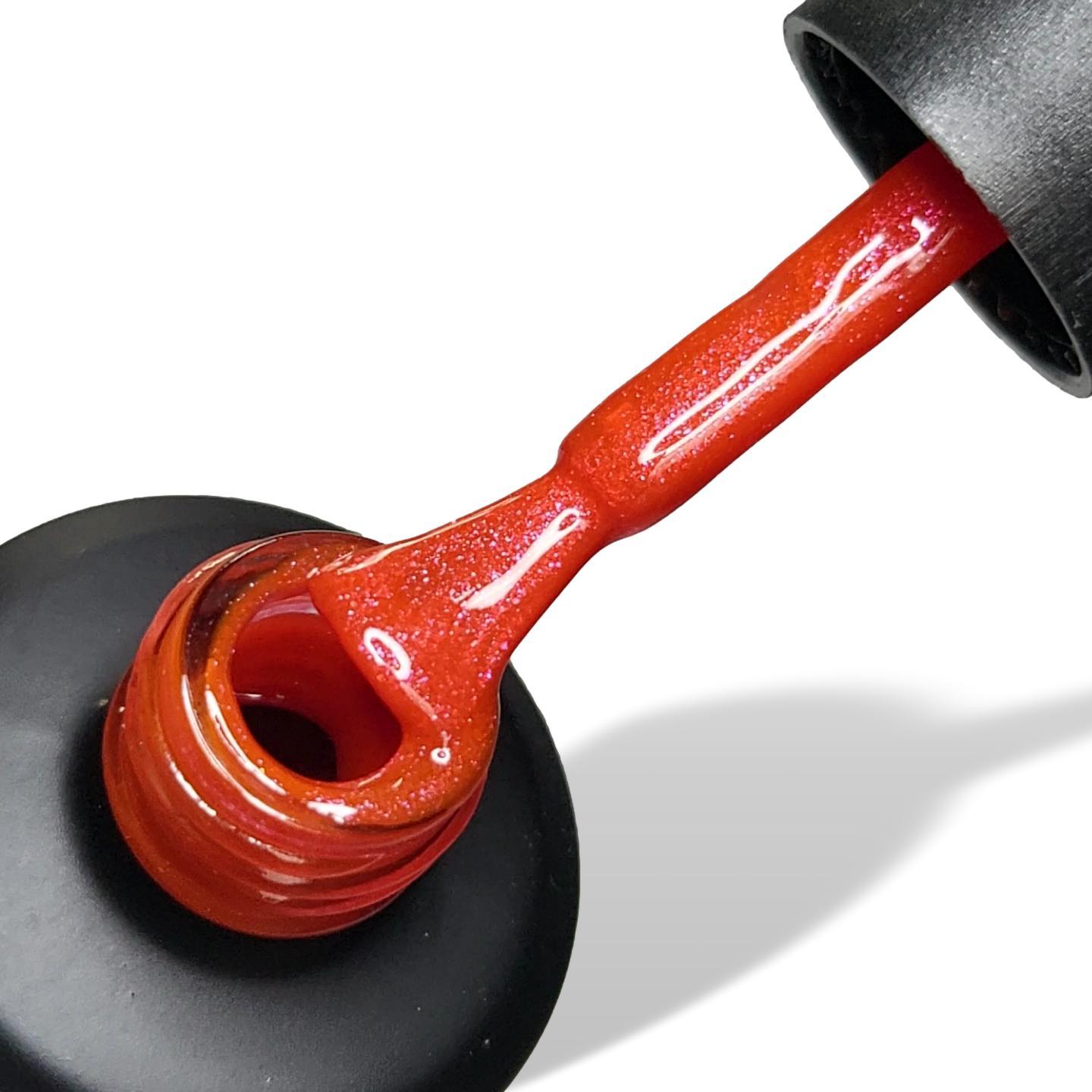 Fire Red Shimmer HEMA Free Gel Nail Polish 15ml Bottle & Brush