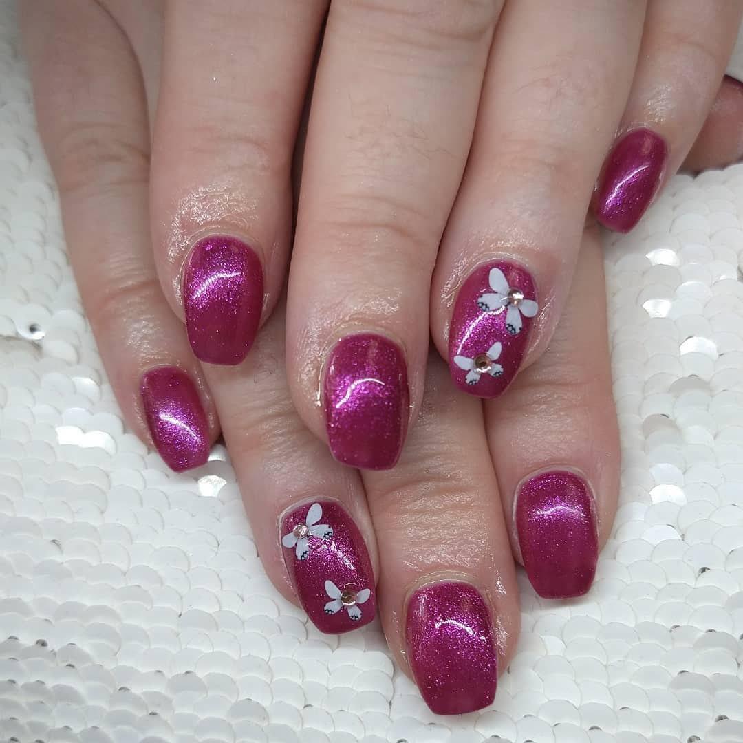 Girls Night Pink Purple Magenta Shimmer HEMA Free Gel Nail Polish Diamonds & Gloss Australia Painted on Gel , Polygel and Acrylic Nails with Nail Art. Vegan , Cruelty Free