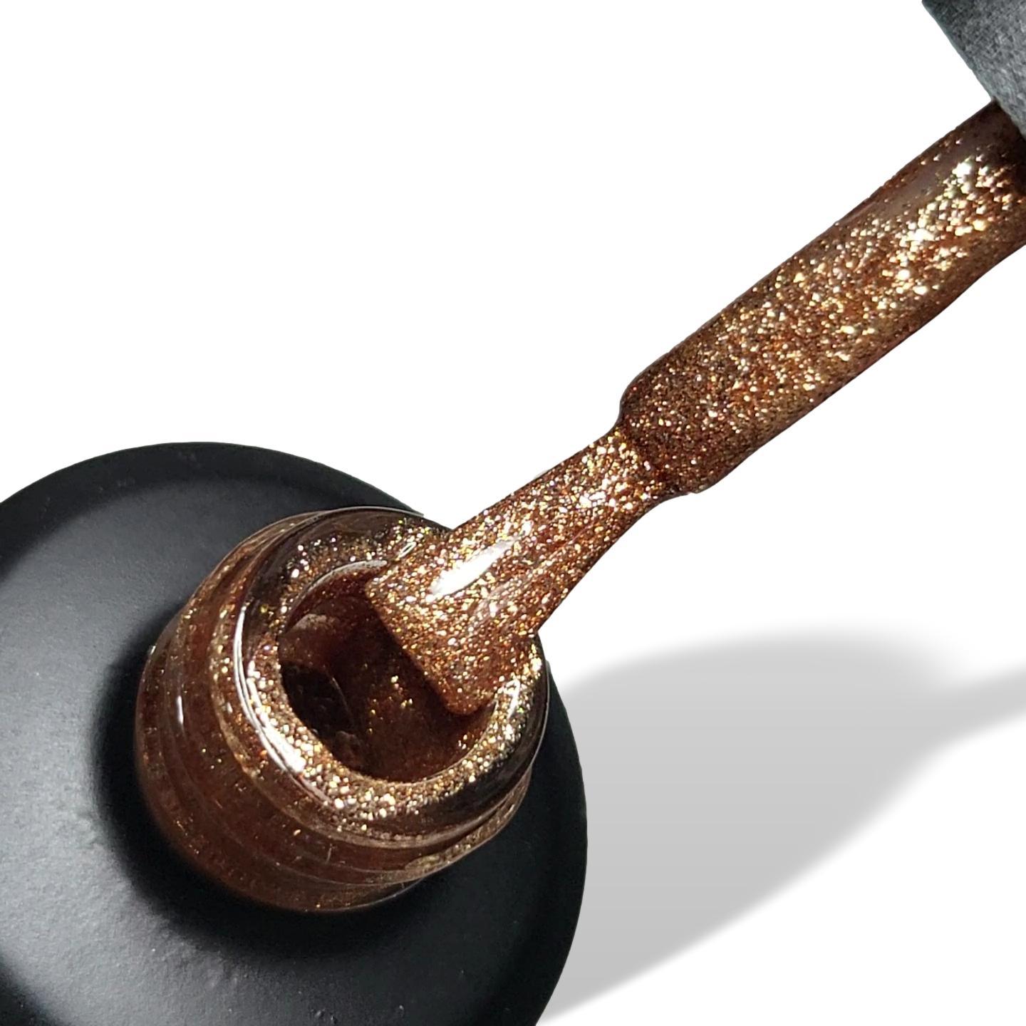 Gold Gold Shimmer Glitter HEMA Free Gel Nail Polish 15ml Bottle & Brush