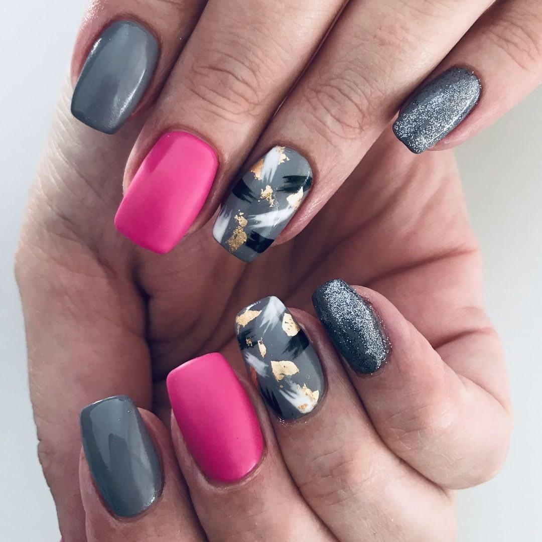 Grey Skies Dark Grey HEMA Free Gel Nail Polish Diamonds & Gloss Australia Painted on Gel , Polygel and Acrylic Nails with Nail Art. Vegan , Cruelty Free