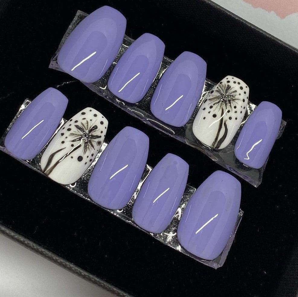 Maybe Light Purple HEMA Free Gel Nail Polish Diamonds & Gloss Australia Painted on Gel , Polygel and Acrylic Nails with Nail Art. Vegan , Cruelty Free
