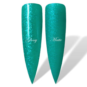 Mermaid Green Shimmer Glossy & Matte HEMA Free Gel Nail Polish Swatches