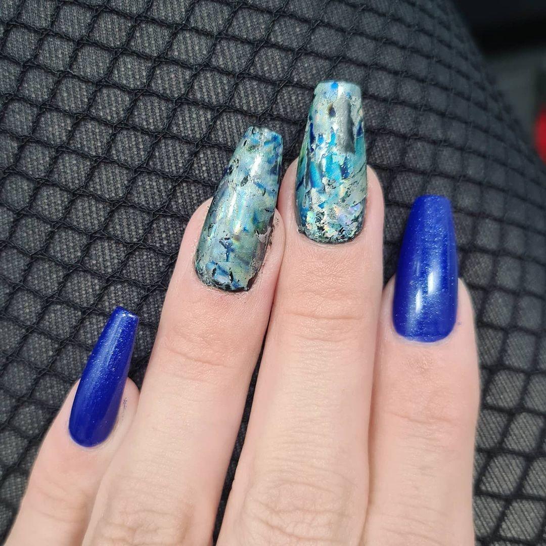 Midnight Blues Dark Blue Shimmer HEMA Free Gel Nail Polish Diamonds & Gloss Australia Painted on Gel , Polygel and Acrylic Nails with Nail Art. Vegan , Cruelty Free