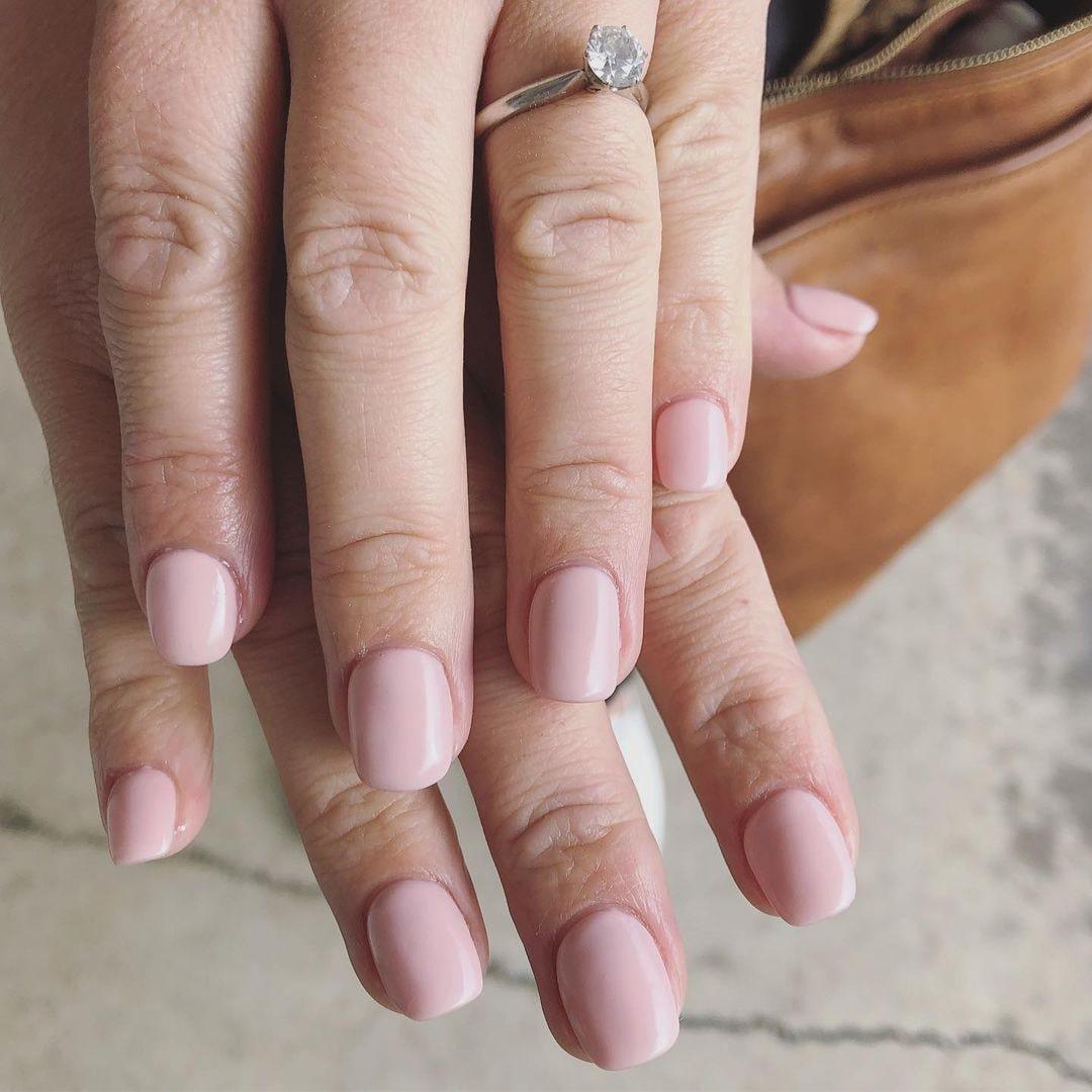 Nude Pink HEMA Free Gel Nail Polish Diamonds & Gloss Australia Painted on Gel , Polygel and Acrylic Nails with Nail Art. Vegan , Cruelty Free