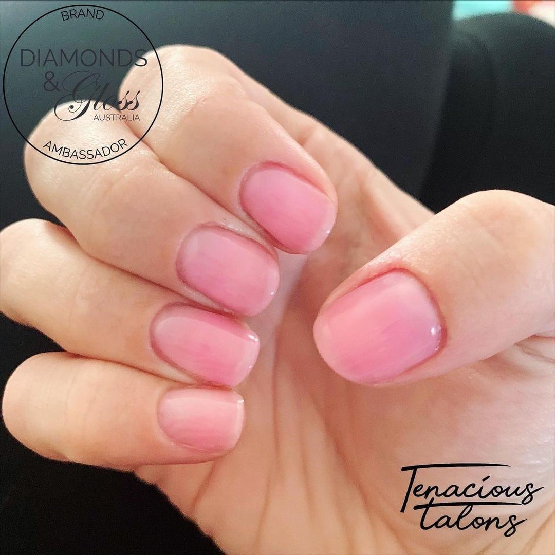 Petals Transparent French Pink HEMA Free Gel Nail Polish Diamonds & Gloss Australia Painted on Gel , Polygel and Acrylic Nails with Nail Art. Vegan , Cruelty Free
