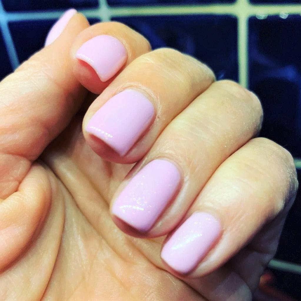 Princess Light Baby Pink Shimmer HEMA Free Gel Nail Polish Diamonds & Gloss Australia Painted on Gel , Polygel and Acrylic Nails with Nail Art. Vegan , Cruelty Free