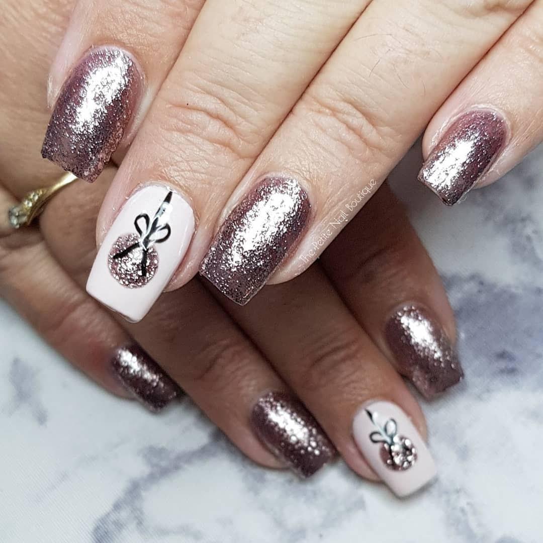 Rose Gold Platinum Metallic Glitter HEMA Free Gel Nail Polish Diamonds & Gloss Australia Painted on Gel , Polygel and Acrylic Nails with Nail Art. Vegan , Cruelty Free