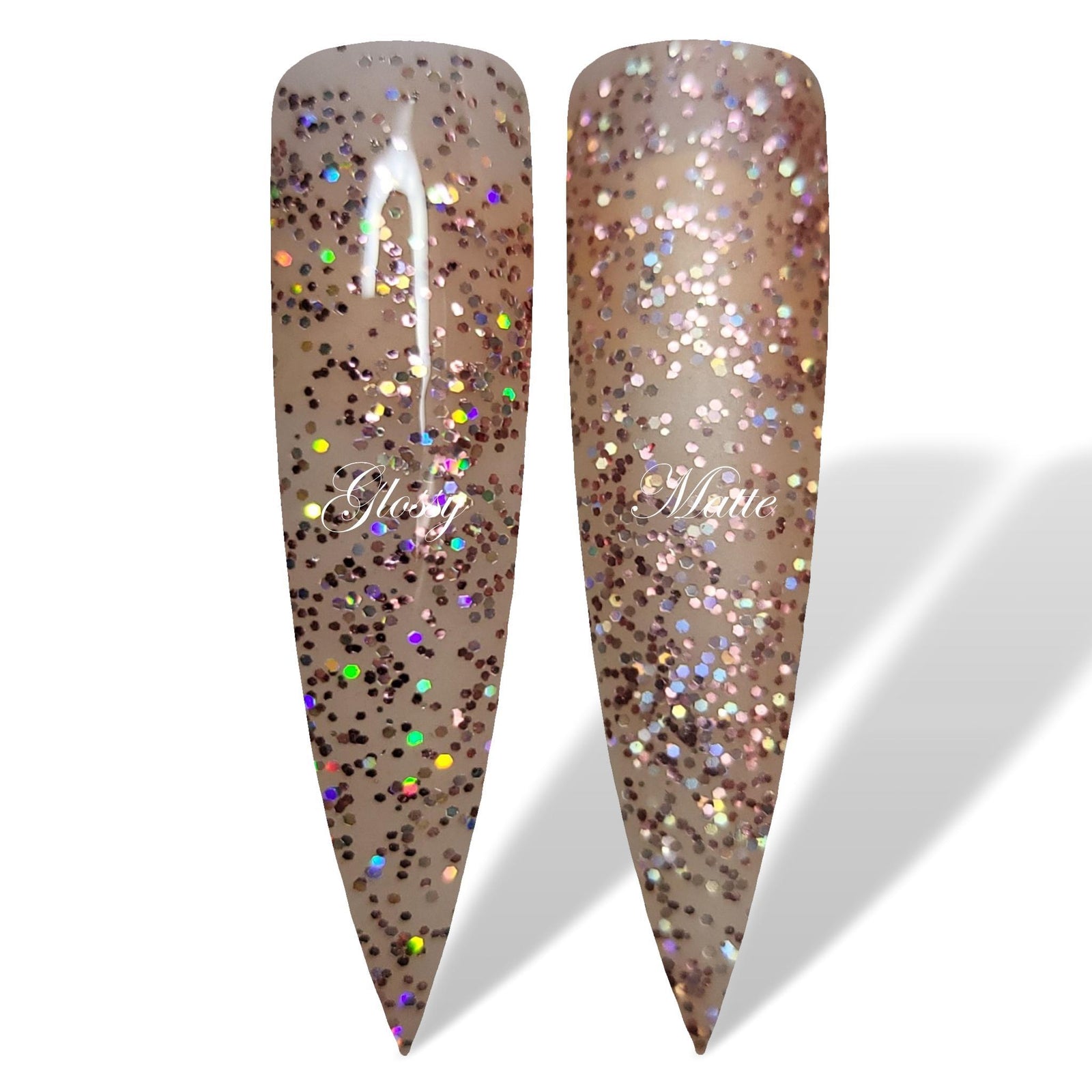 Sparkle Rose Gold Holographic Glitter Glossy & Matte HEMA Free Gel Nail Polish Swatches