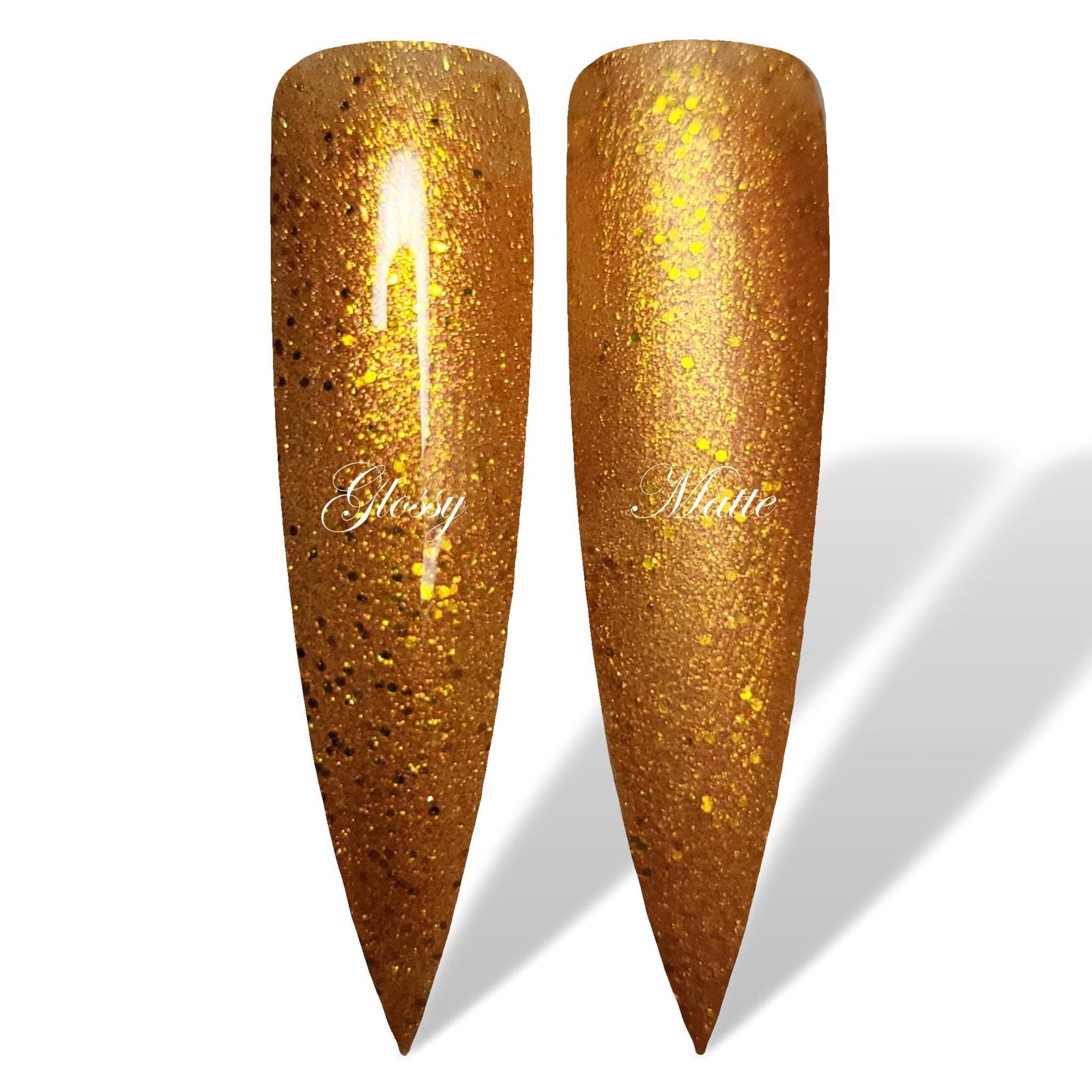 Sunkissed Copper Glitter Glossy & Matte HEMA Free Gel Nail Polish Swatches