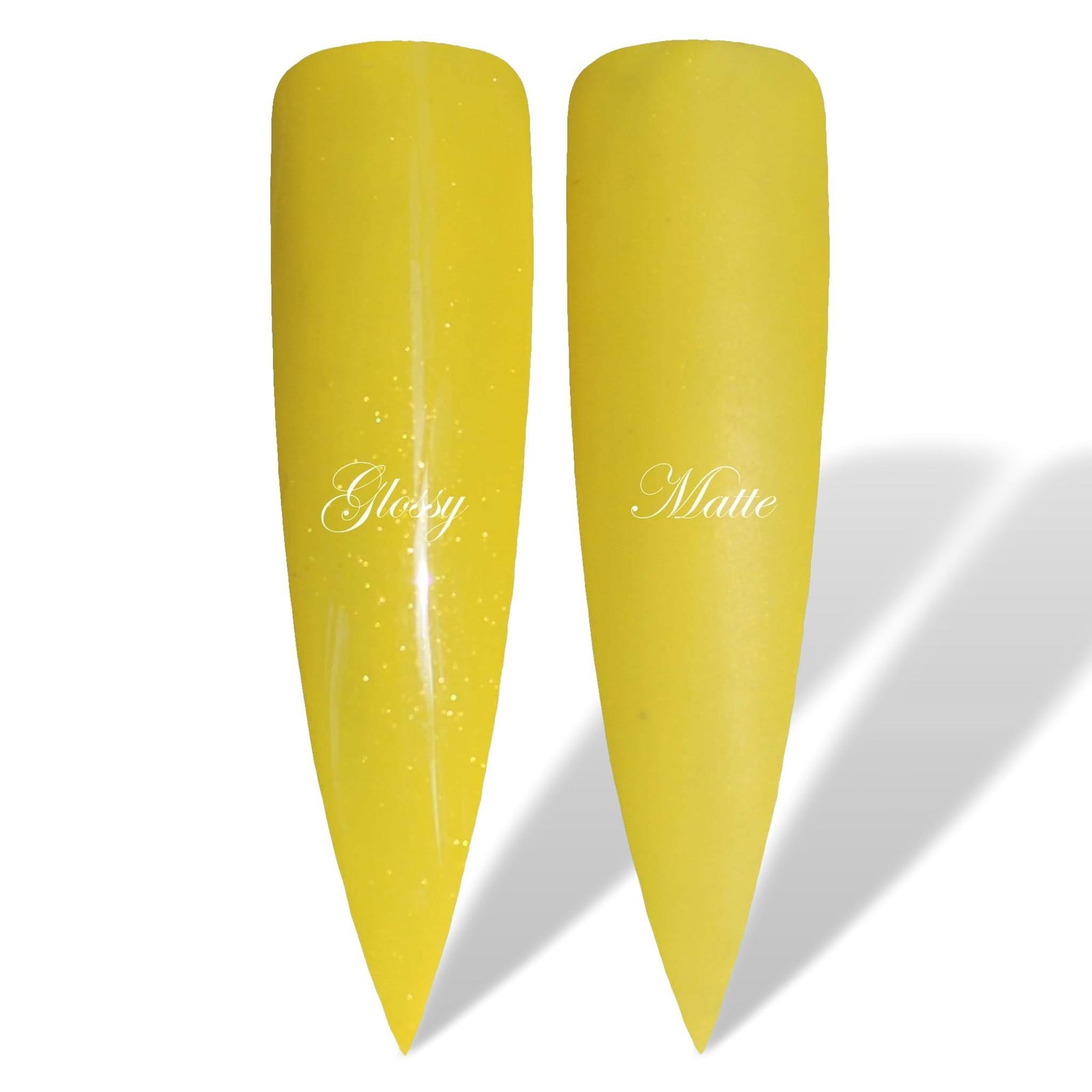 Sunny Yellow Shimmer Glossy & Matte HEMA Free Gel Nail Polish Swatches