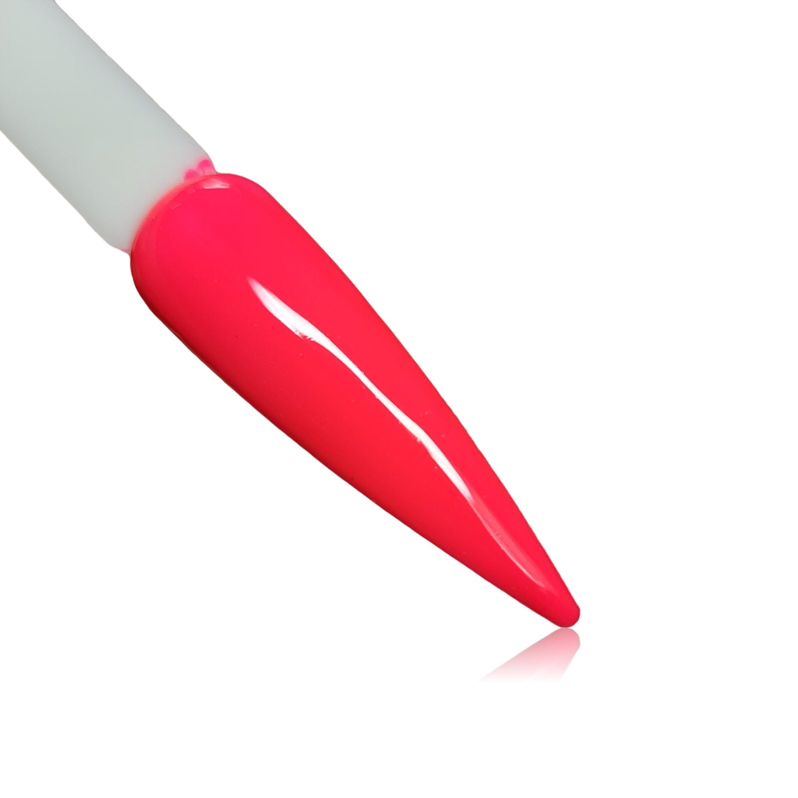 Toffee Apple Bright Neon Pink HEMA Free Gel Polish on Nail Swatch Stick