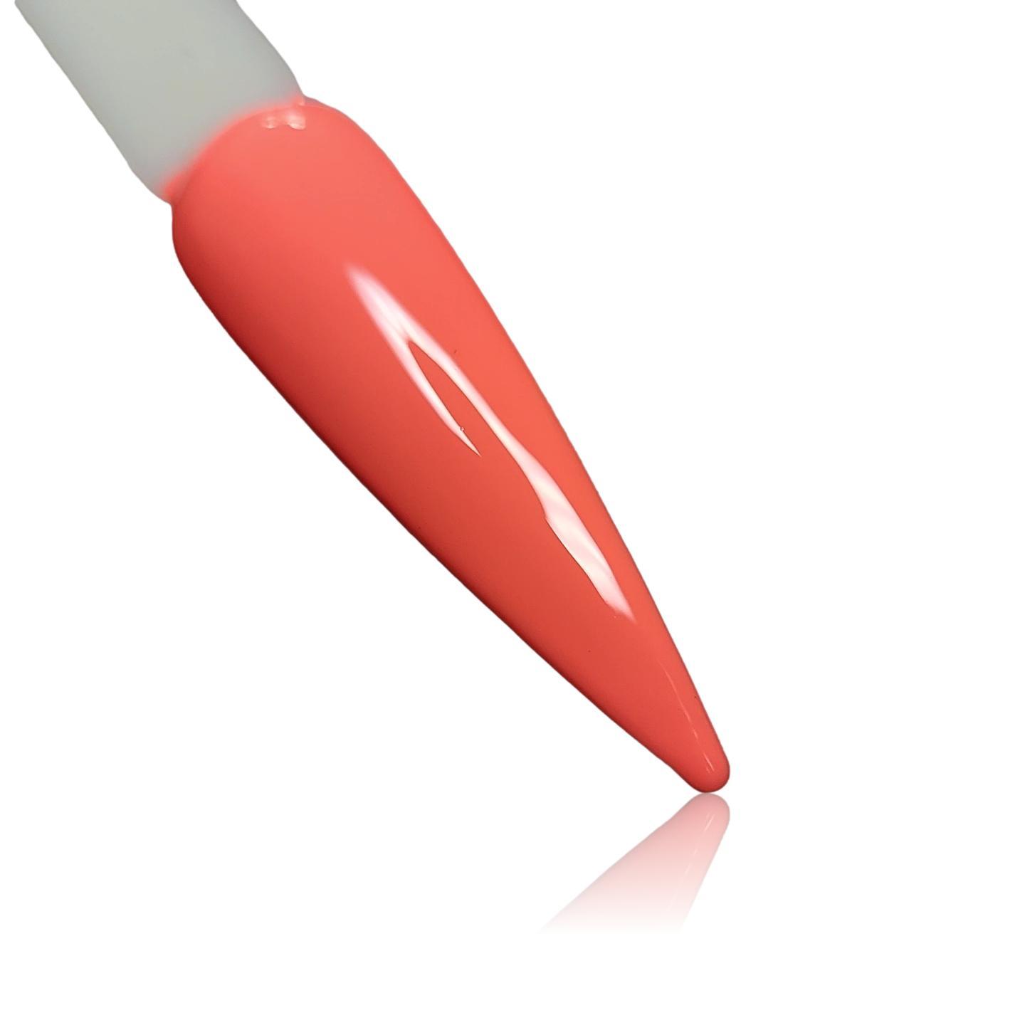 Tropics Neon Orange HEMA Free Gel Polish on Nail Swatch Stick