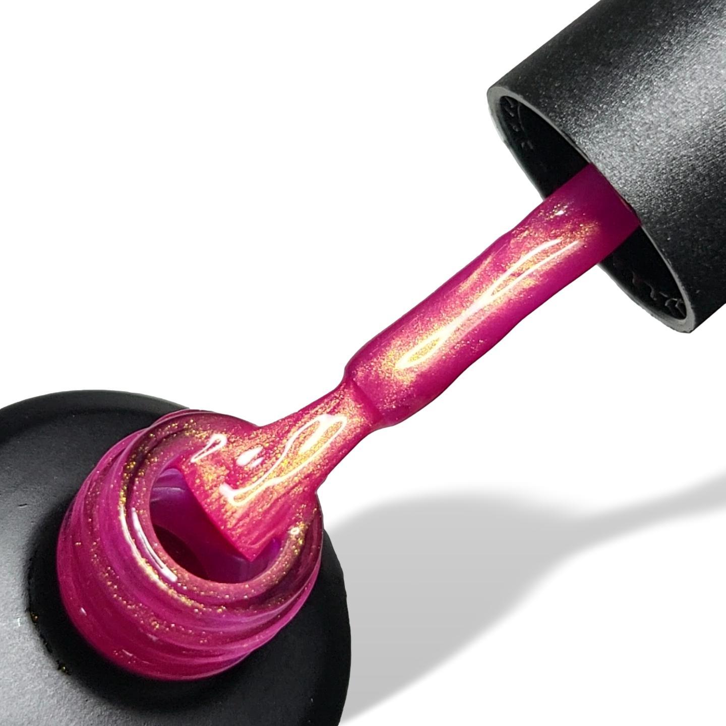 Watermelon Pink With gold shimmer  HEMA Free Gel Nail Polish 15ml Bottle & Brush