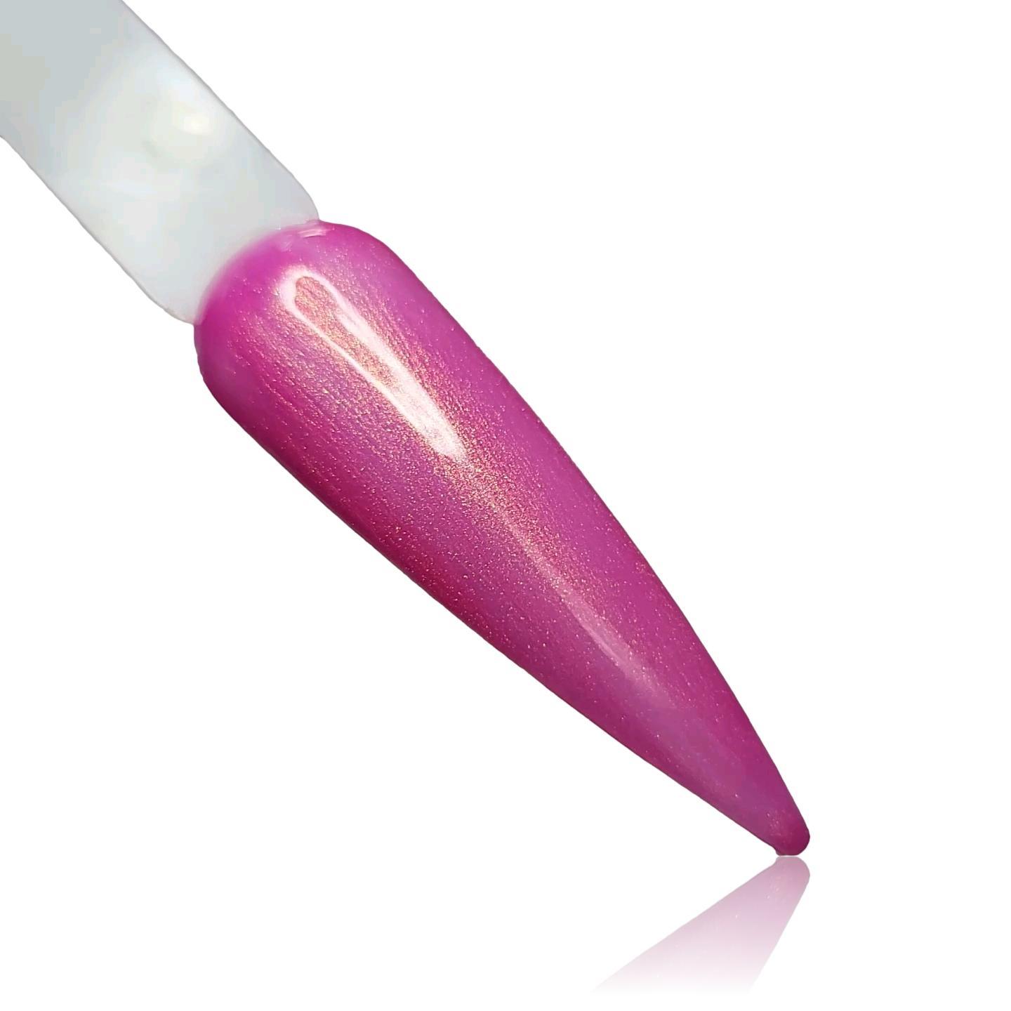 Watermelon Pink With gold shimmer  HEMA Free Gel Polish on Nail Swatch Stick