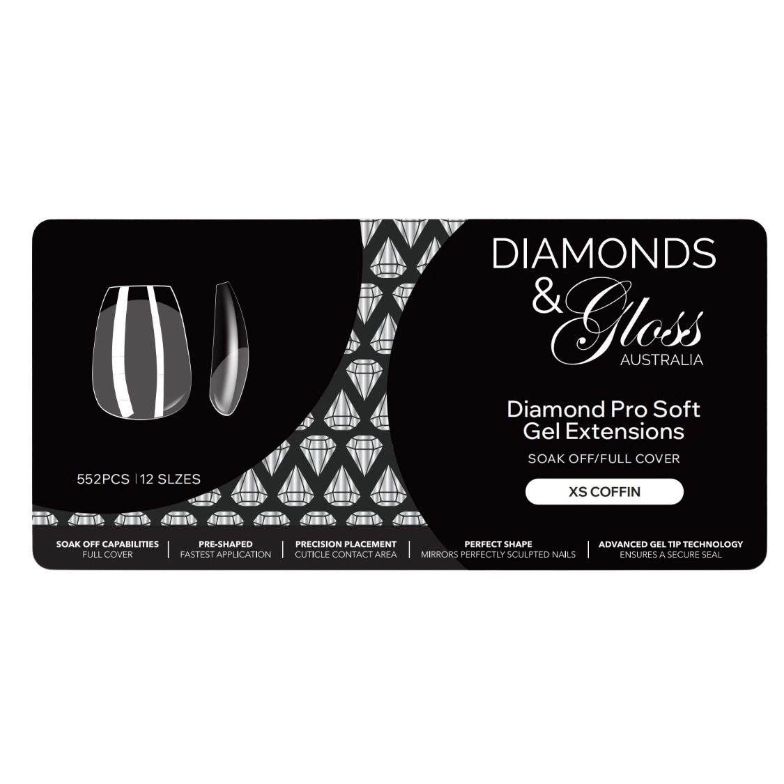 Diamond Pro Soft Gel Extension Tips - Extra Short Coffin
