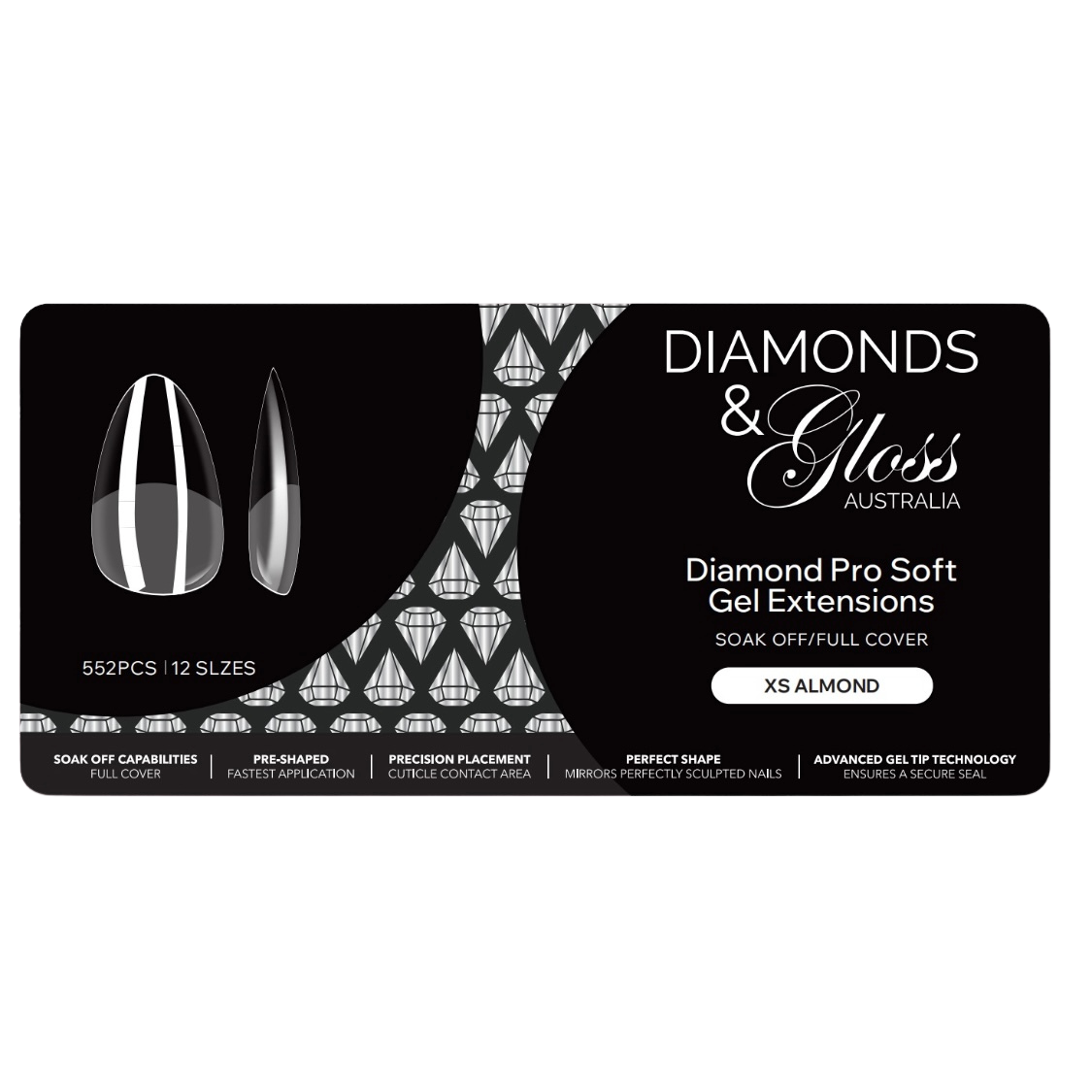 Diamond Pro Soft Gel Extension Tips - Extra Short Almond