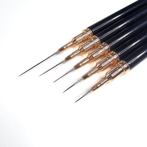 Liner Brush Set, 7mm, 9mm, 11mm, 15mm, 25mm - BLACK & GOLD