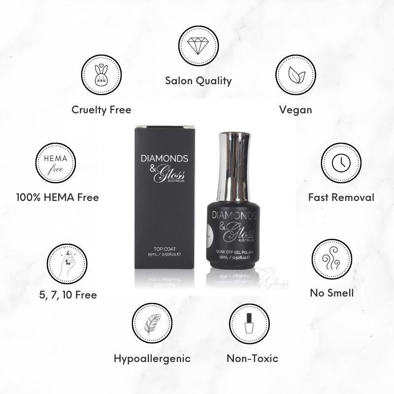 Top Coat 15ml HEMA Free Gel Polish Top Coat Diamonds & Gloss Australia