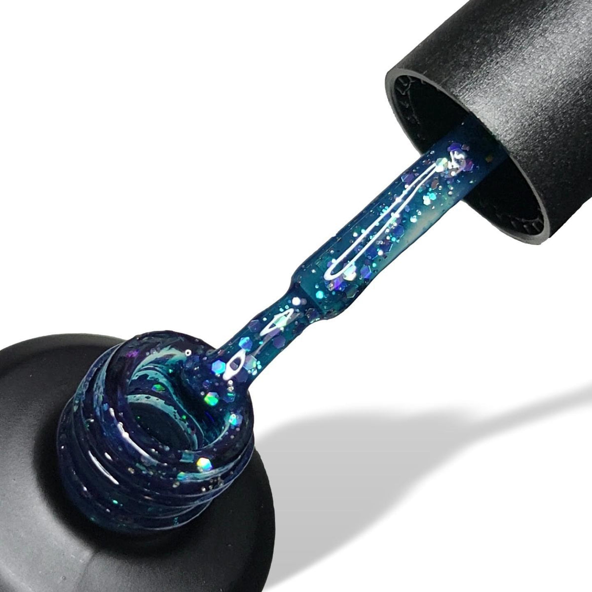 Aqua Holiday Blue Glitter  HEMA Free Gel Nail Polish 15ml Bottle & Brush