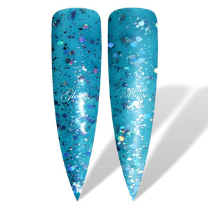Aqua Holiday Blue Glitter Glossy & Matte HEMA Free Gel Nail Polish Swatches 
