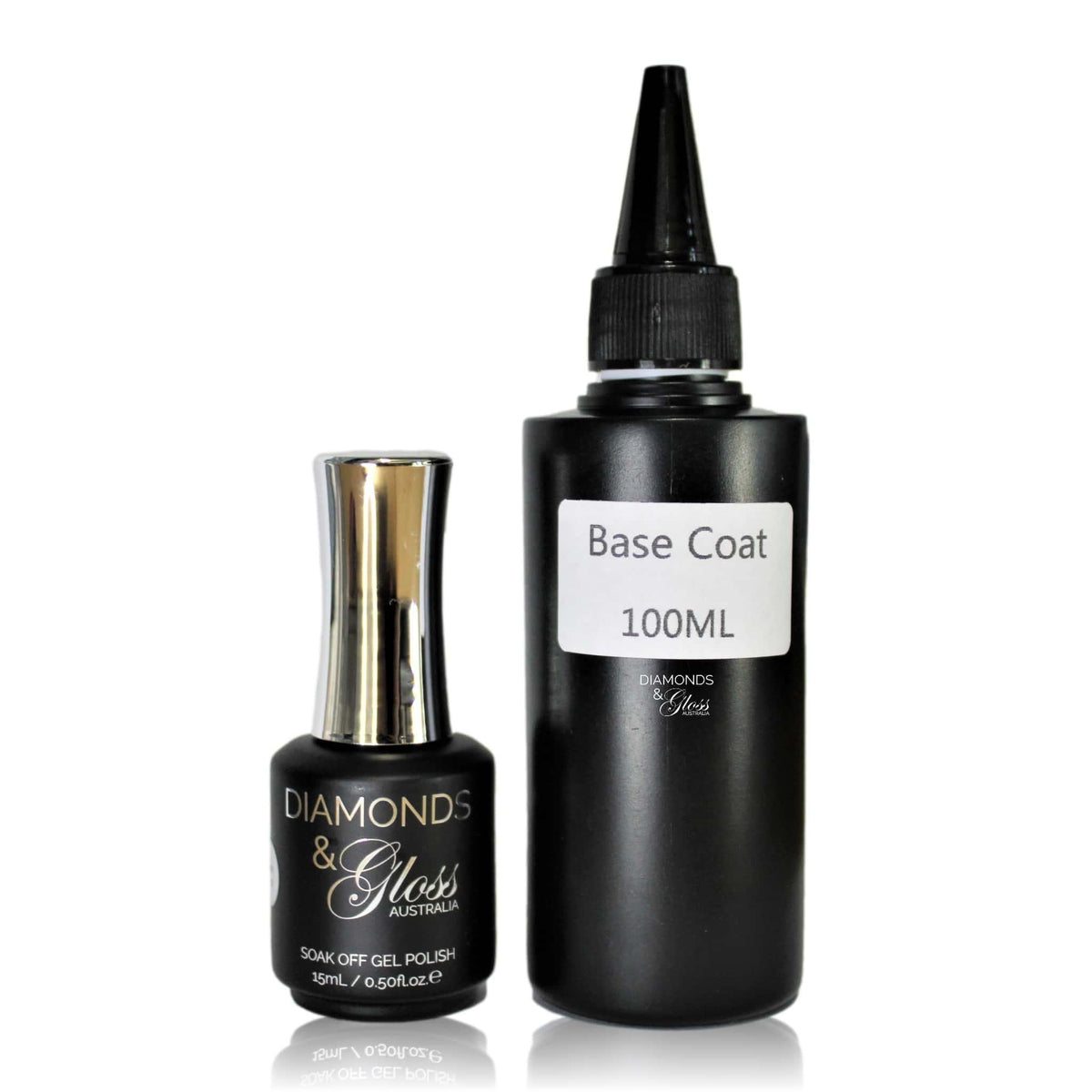 Base Coat 100ml Refill Bottle to fill 15ml base coat bottles HEMA Free Gel Nail Polish Diamonds &amp; Gloss Australia 15ml Bottle Vegan , Cruelty Free. For Nail Salons and Nail Technicians.