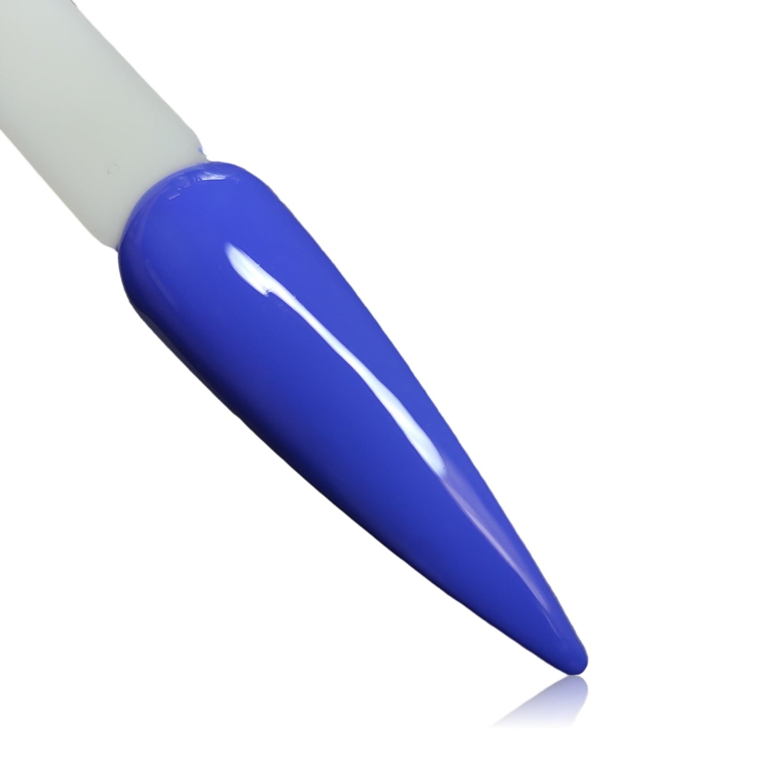 Blue Who HEMA Free Gel Polish on Nail Swatch Stick 