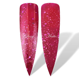 Call Me Red Holographic Glitter Glossy & Matte HEMA Free Gel Nail Polish Swatches 