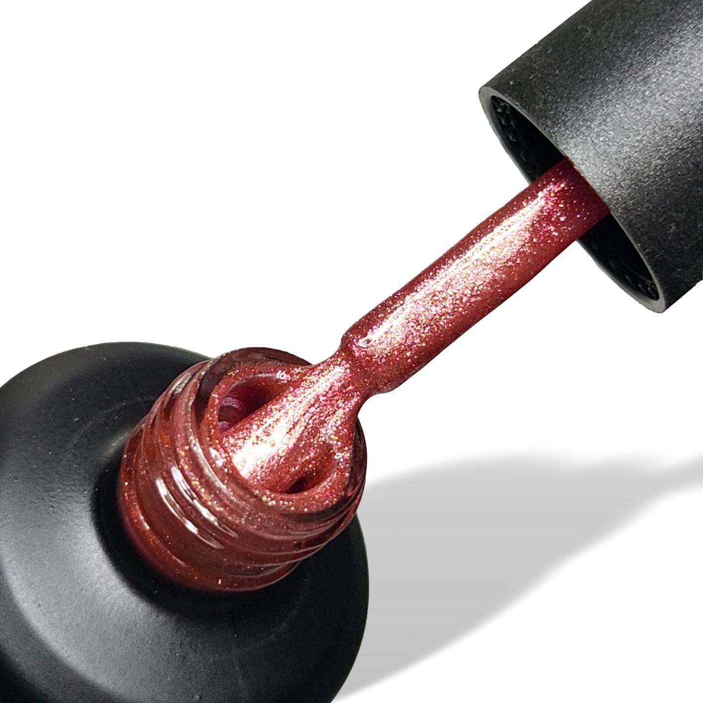 Chilli Red Shimmer Red Glitter HEMA Free Gel Nail Polish 15ml Bottle & Brush