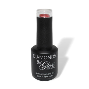 Chilli Red Shimmer Red Glitter HEMA Free Gel Nail Polish Diamonds & Gloss Australia 15ml Bottle Vegan , Cruelty Free
