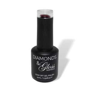 Claret  HEMA Free Gel Nail Polish Diamonds & Gloss Australia 15ml Bottle Vegan , Cruelty Free