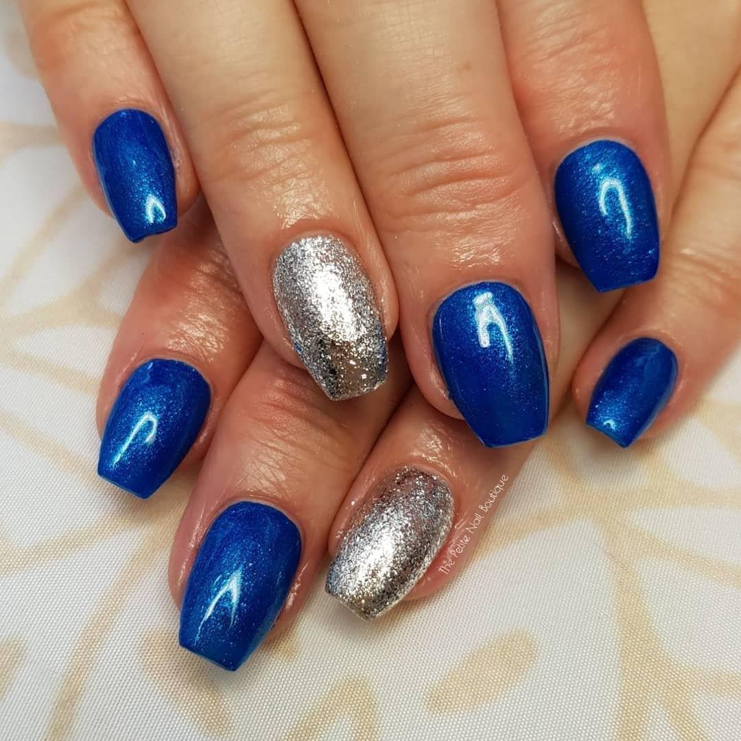 Cool Waters Blue Shimmer HEMA Free Gel Nail Polish Diamonds & Gloss Australia Painted on Gel , Polygel and Acrylic Nails with Nail Art. Vegan , Cruelty Free