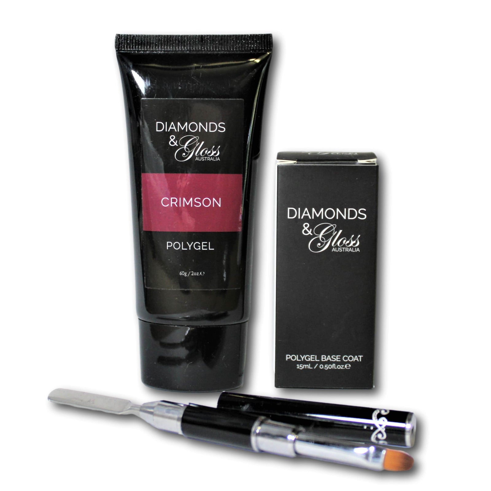 Crimson Redish Pink Polygel Starter Kit Hema Free diamonds & Gloss Australia Polygel nails at home