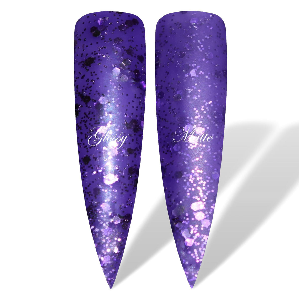Dazzling Purple Glitter Glossy &amp; Matte HEMA Free Gel Nail Polish Swatches 