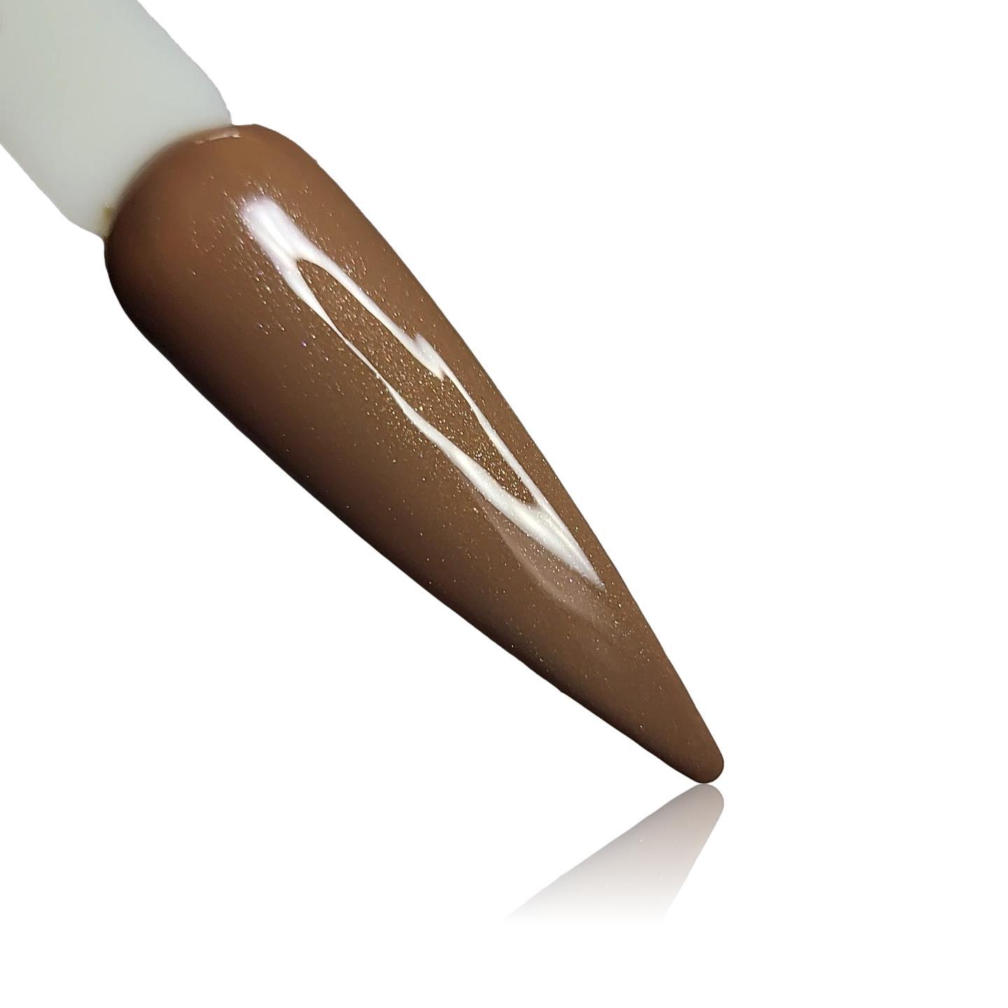 Distant Brown Shimmer  HEMA Free Gel Polish on Nail Swatch Stick 