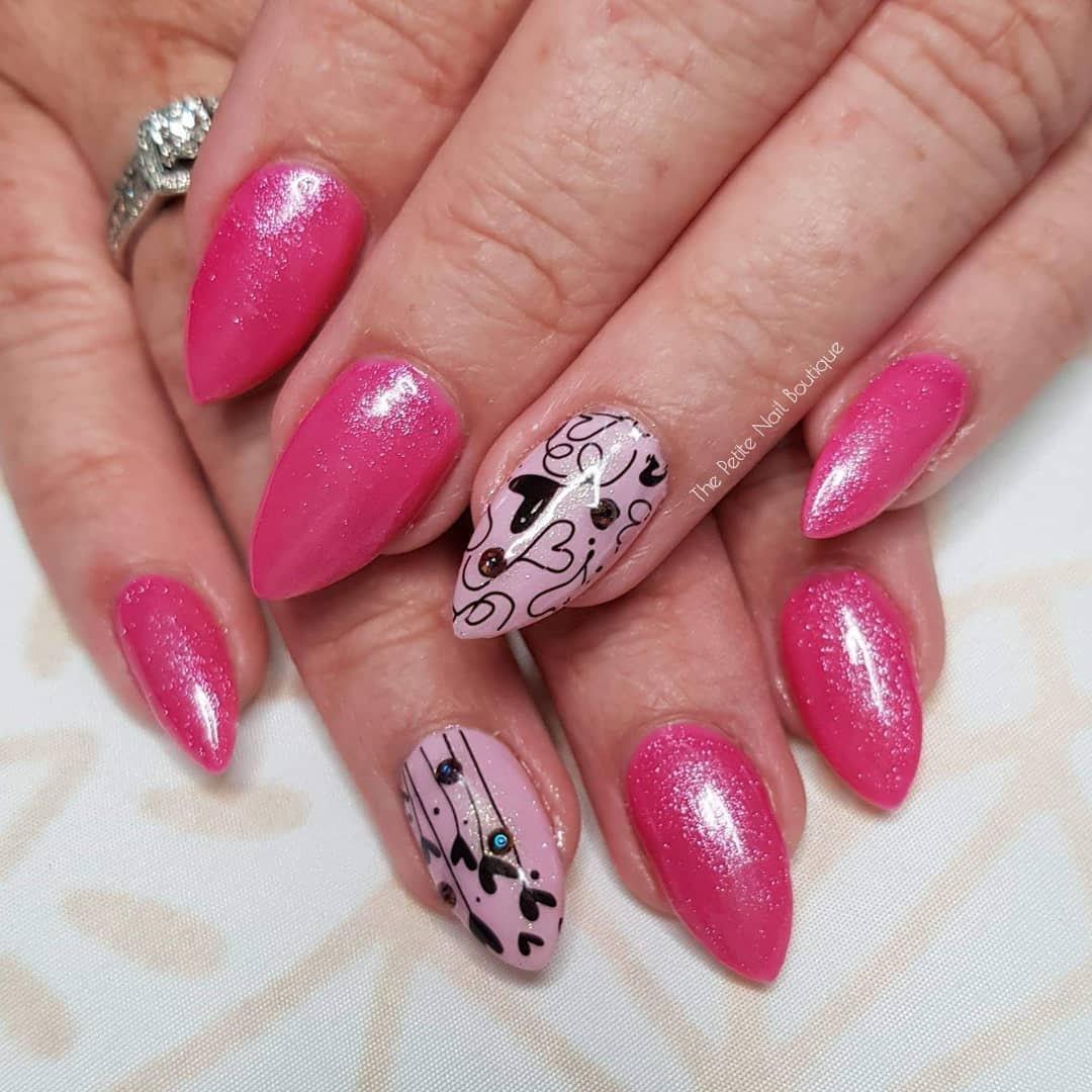 Dusty Rose Pink Shimmer HEMA Free Gel Nail Polish Diamonds & Gloss Australia Painted on Gel , Polygel and Acrylic Nails with Nail Art. Vegan , Cruelty Free