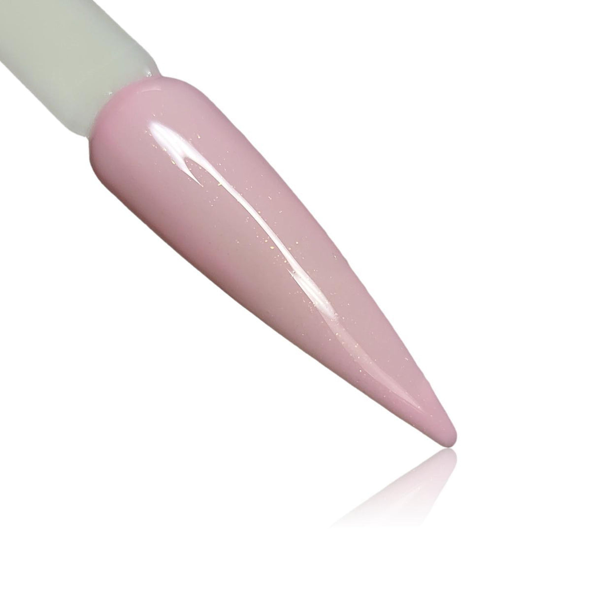 Fairy Floss Light Pink Shimmer HEMA Free Gel Polish on Nail Swatch Stick 