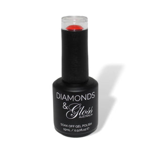 Fire Red Shimmer HEMA Free Gel Nail Polish Diamonds & Gloss Australia 15ml Bottle Vegan , Cruelty Free