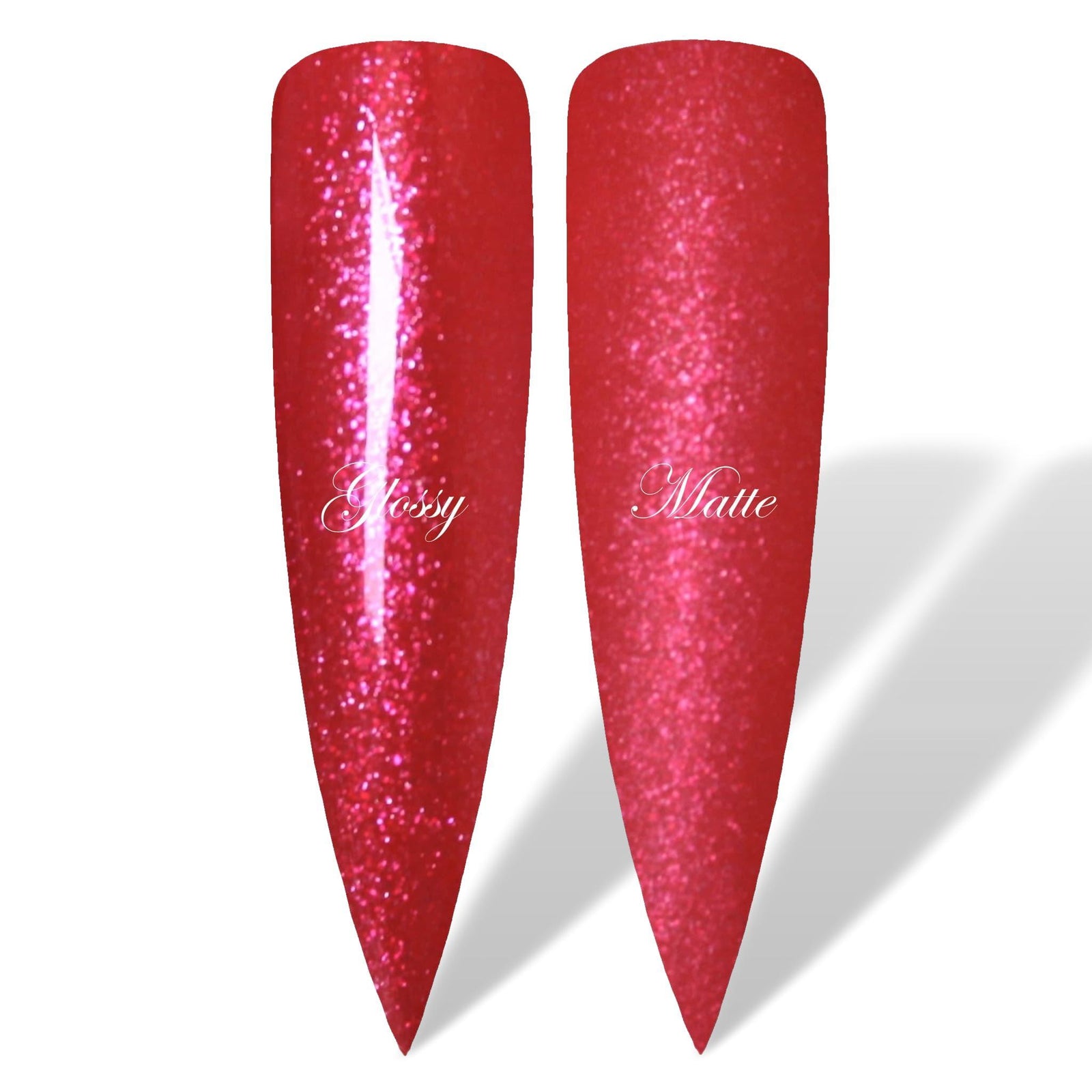 Fire Red Shimmer Glossy & Matte HEMA Free Gel Nail Polish Swatches 