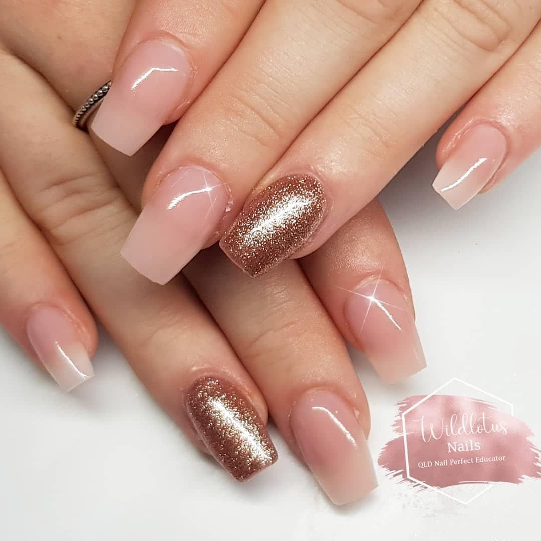 Gold Glitter Shimmer HEMA Free Gel Nail Polish Diamonds & Gloss Australia Painted on Gel , Polygel and Acrylic Nails with Nail Art. Vegan , Cruelty Free