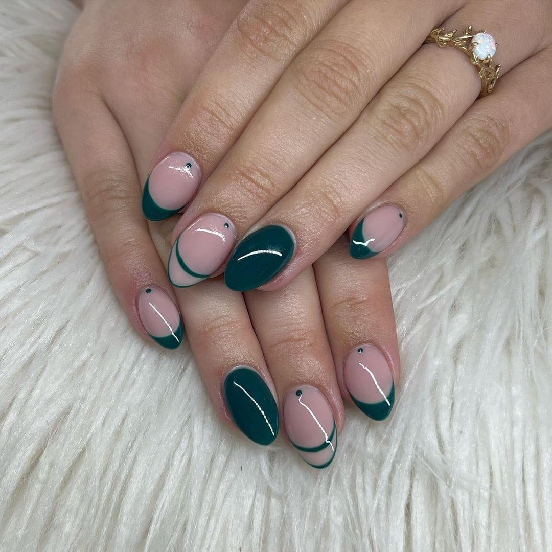 Greenstone Forest Green HEMA Free Gel Nail Polish Diamonds & Gloss Australia Painted on Gel , Polygel and Acrylic Nails with Nail Art. Vegan , Cruelty Free