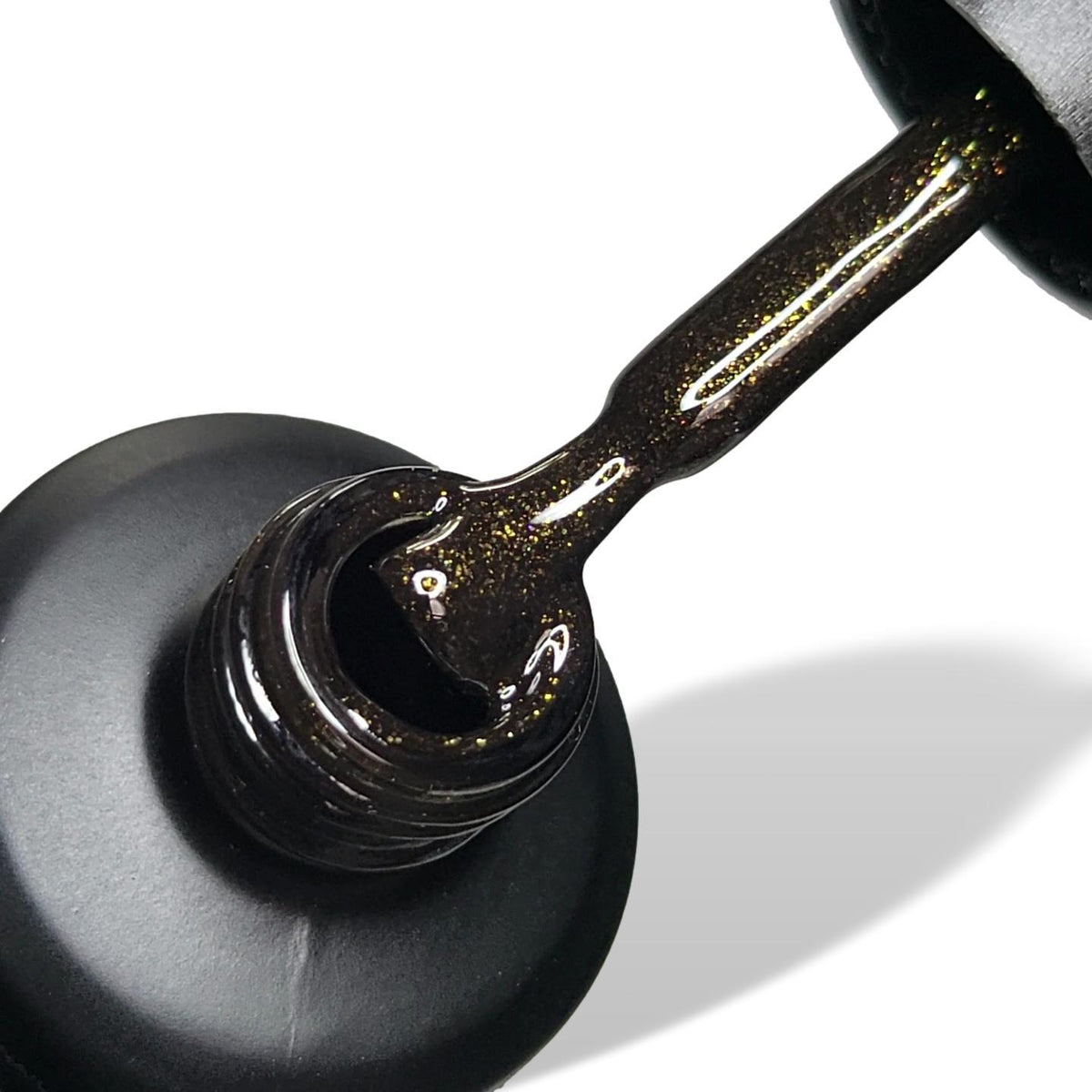 Hidden Treasure Black with Gold Glitter Glossy & Matte HEMA Free Gel Nail Polish Swatches  HEMA Free Gel Nail Polish 15ml Bottle & Brush 